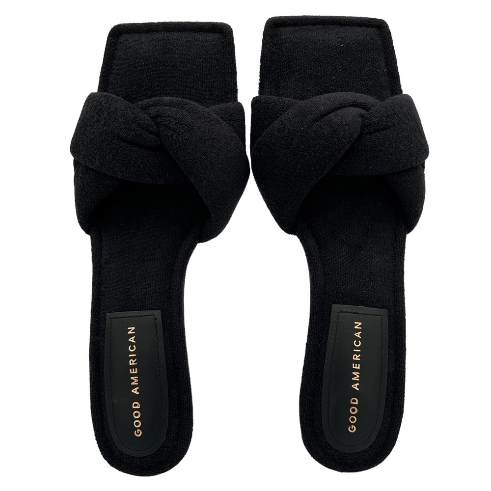 Good American Terry Kickstand Slides in a Size 9 Black New In Box - Picture 11 of 11